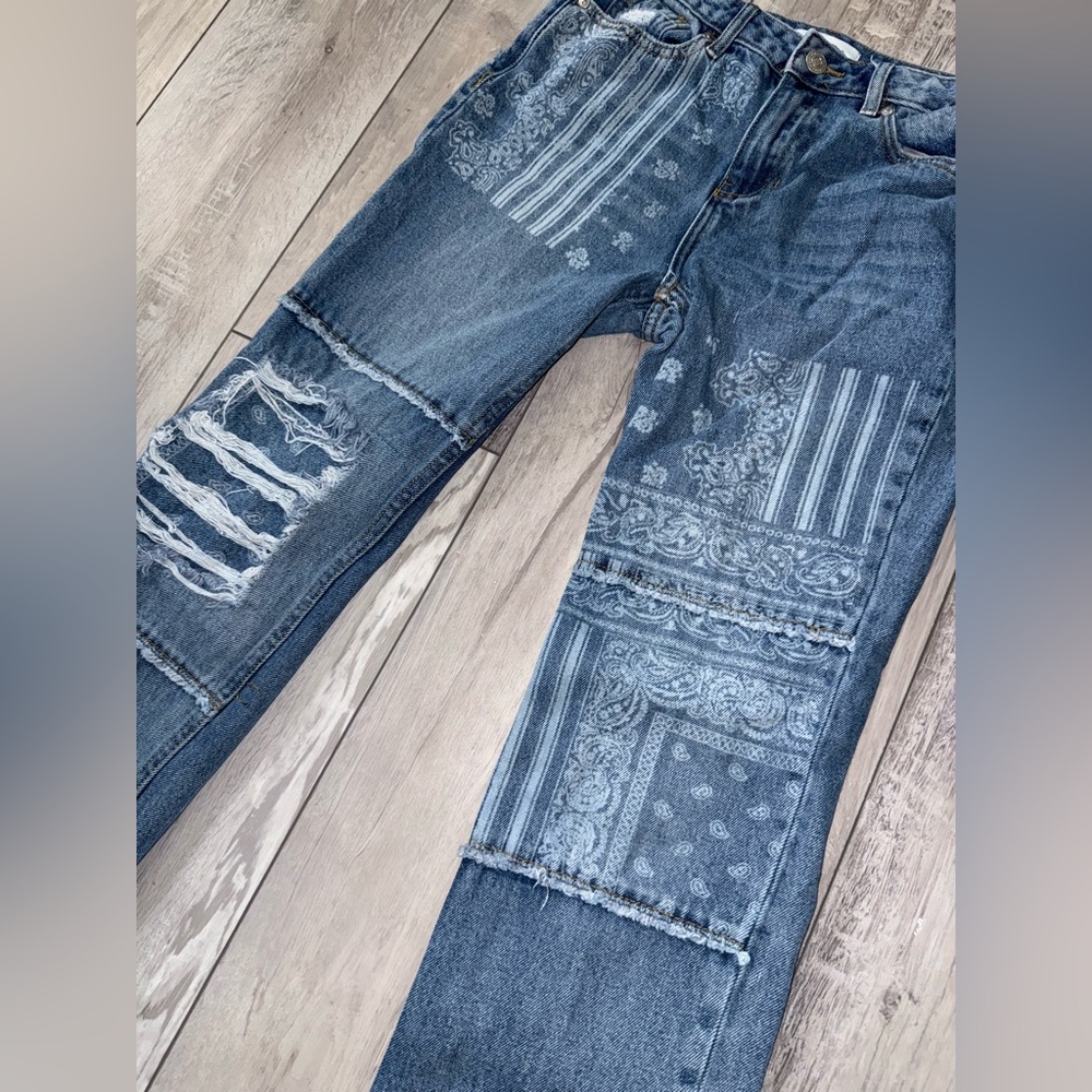 Cleo + Wolf Astoria High Rise patchwork straight jeans size 25 - Picture 6 of 10